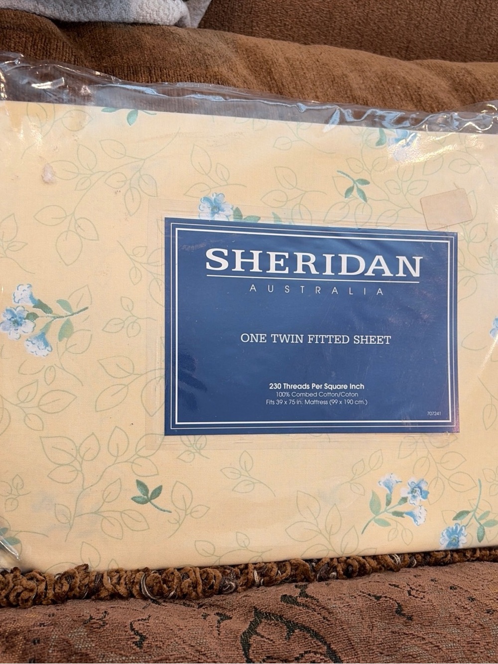 Sheridan Australia Twin Fitted Sheet - Pale Yellow with Floral Print